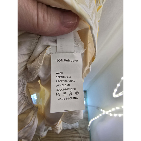 Moonsea Yellow/white Short Sleeve Maxi Poly Dress. 1/4button. Ladies Size Small - Picture 14 of 14